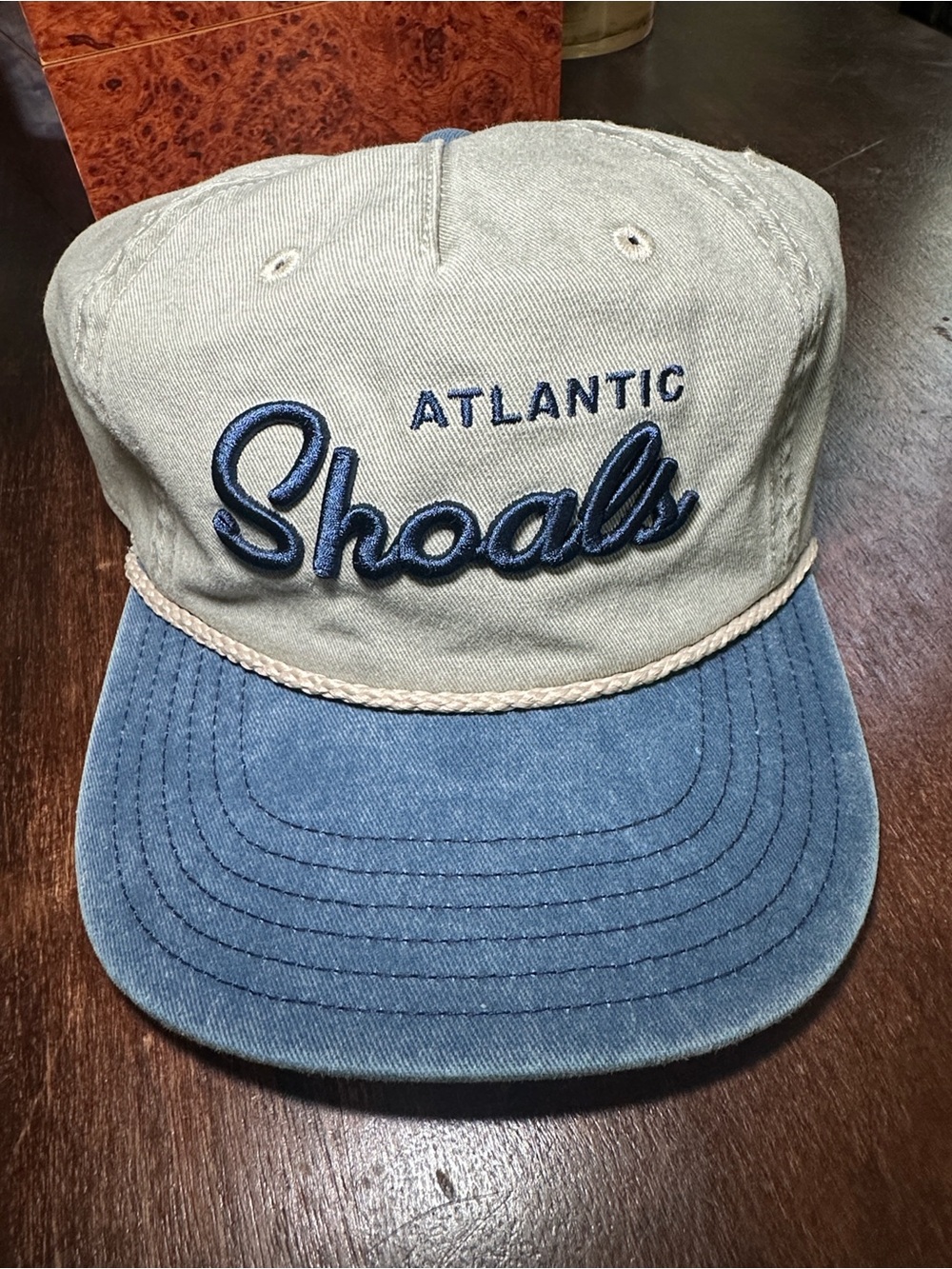 Atlantic Shoals  Two-Tone Strapback Cap - Light Gray & Denim Blue